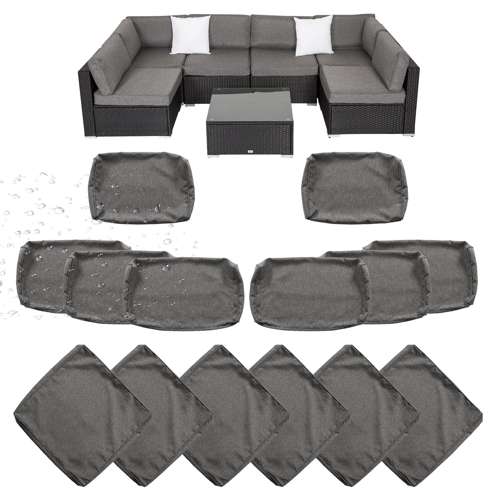 Outdoor Patio Furniture Cushion Cover Set Replacement Covers Slipcover 14 Pack