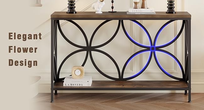 Go Narrow Sofa Table 47.2 Inch, Industrial Sofa Table Behind Couch,