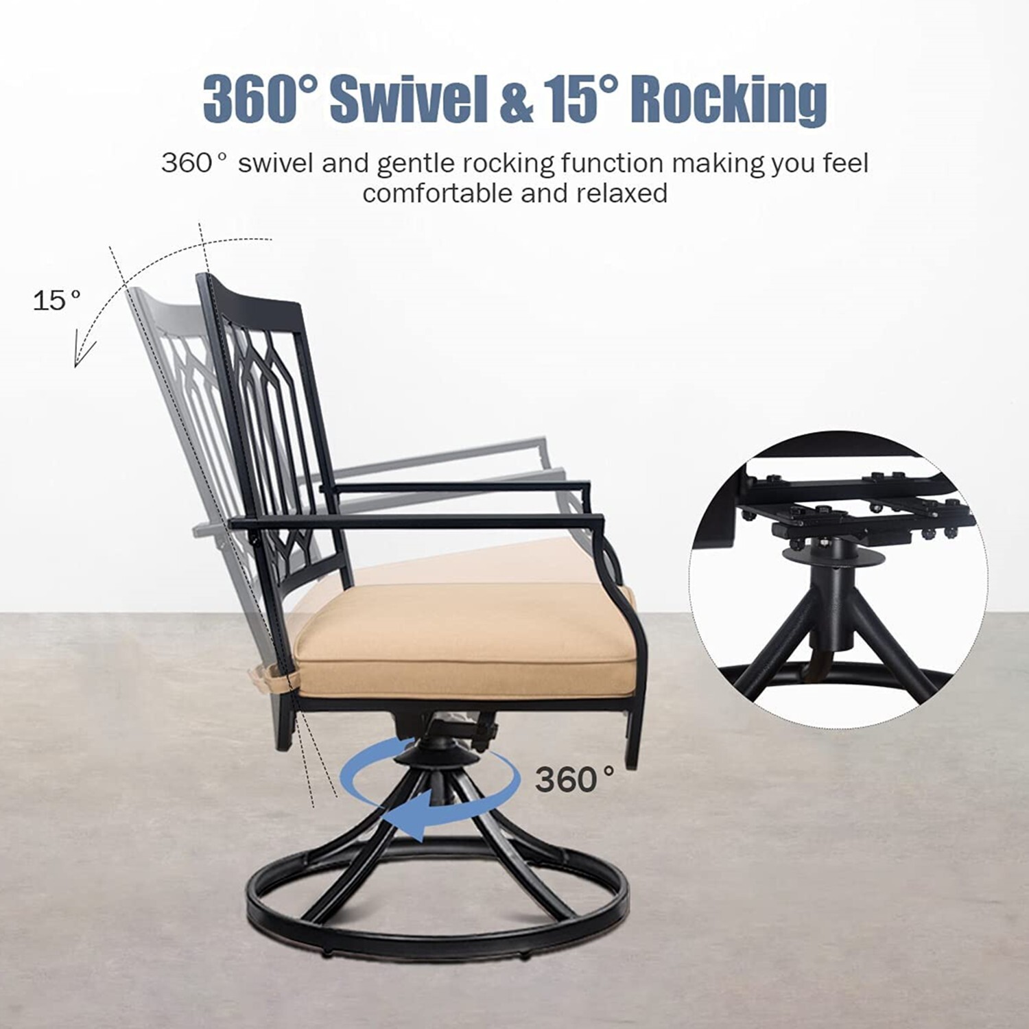 5 Piece Outdoor Furniture Set with Gas Fire Pit Table Patio Swivel Chairs