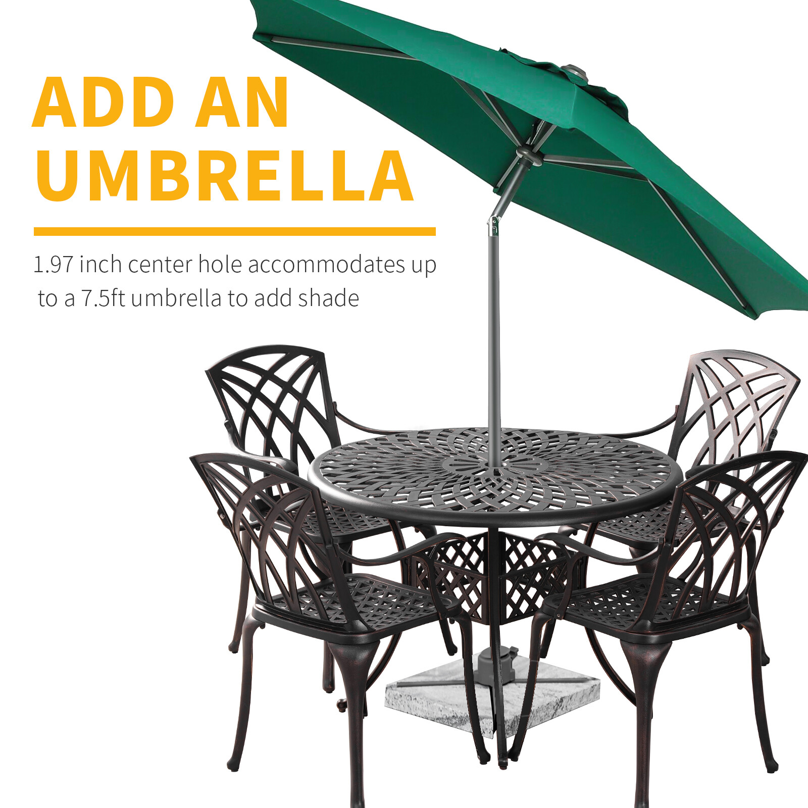 5 Pieces Patio Dining Set Cast Aluminum Outdoor Table and Chairs Furniture Set