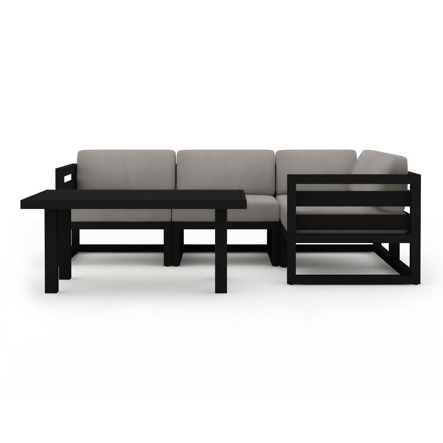 Misty Cove 5 Pc Aluminum Seating Set Sectional & Classic Chat Table in