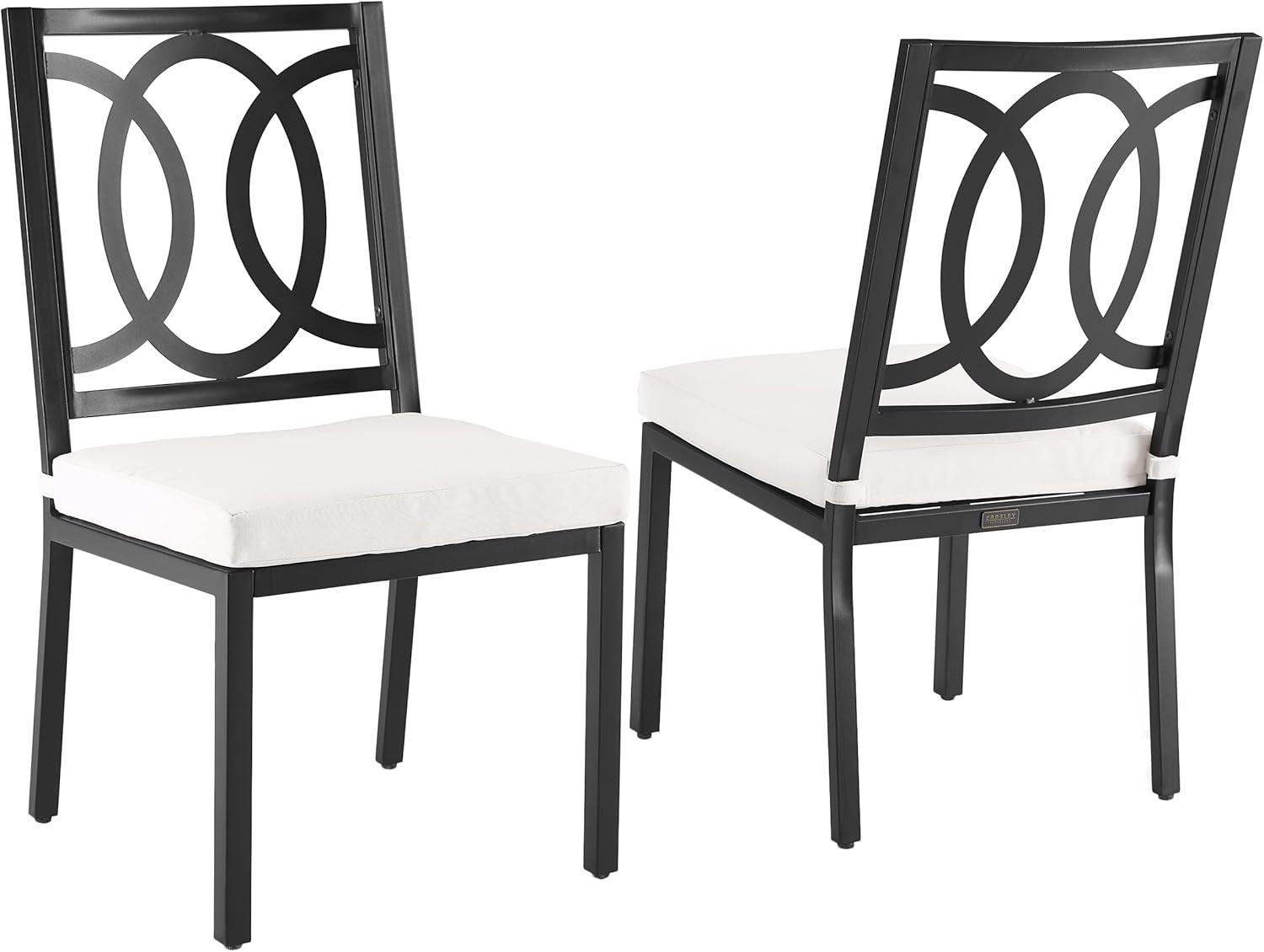 Chambers 2-Piece Outdoor Dining Chair Set with Creme Cushions, Black Finish