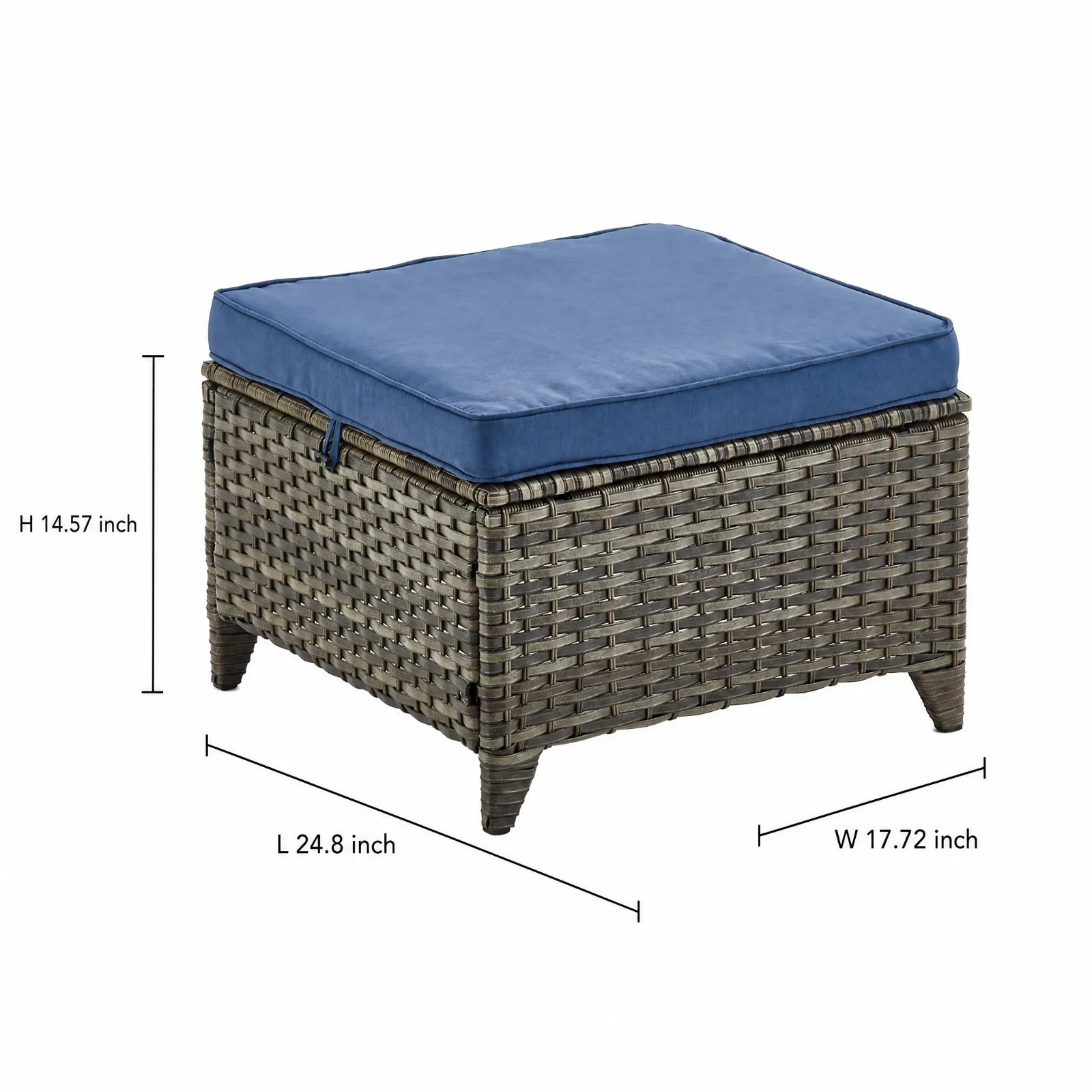 3-Piece Patio Conversation Set, Brown Wicker Sofa with Swivel Chairs & Ottomans