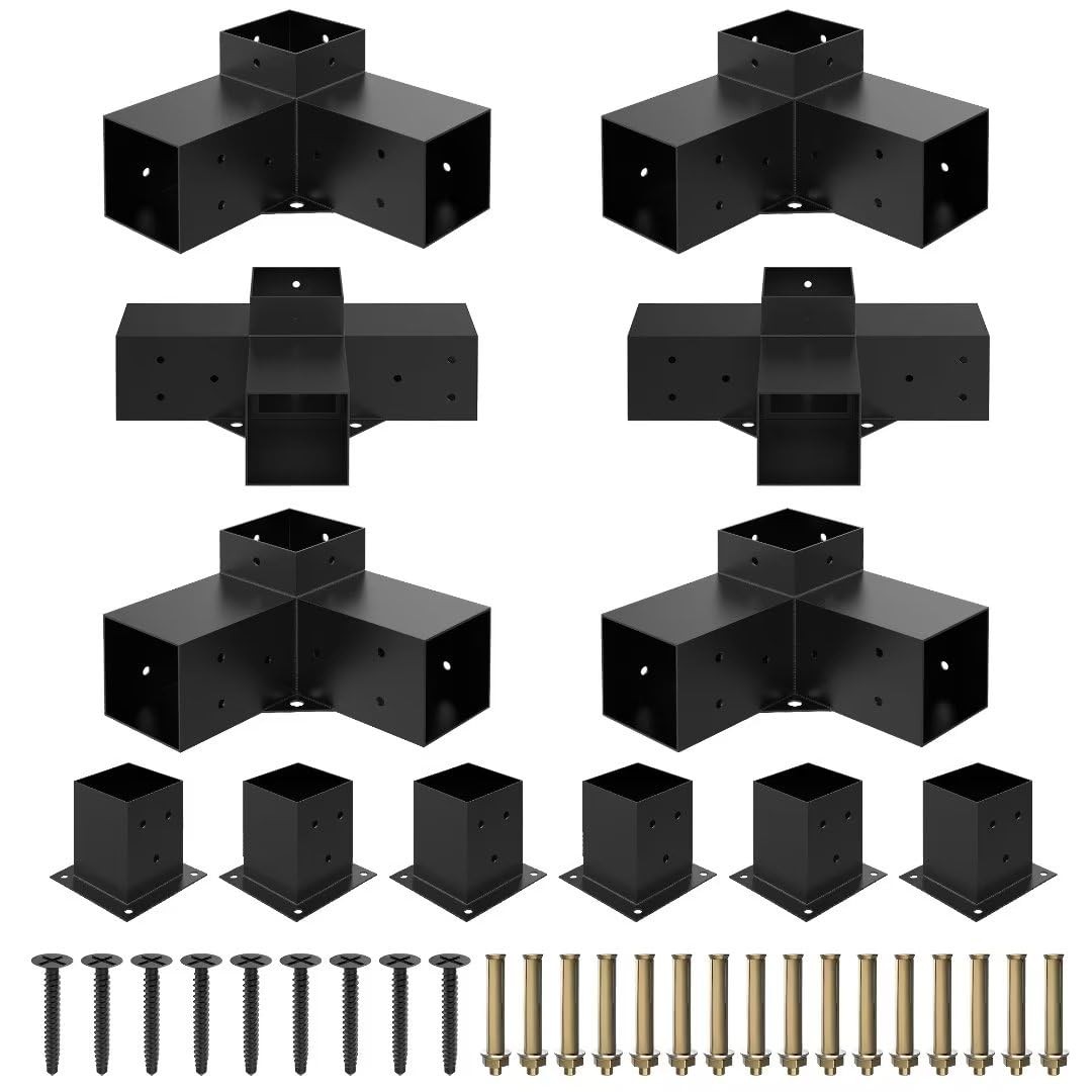 Pergola Kit 3-Way & 4-Way Corner Brackets for 4″x4″ Lumber 3.6″x3.6″ Wood