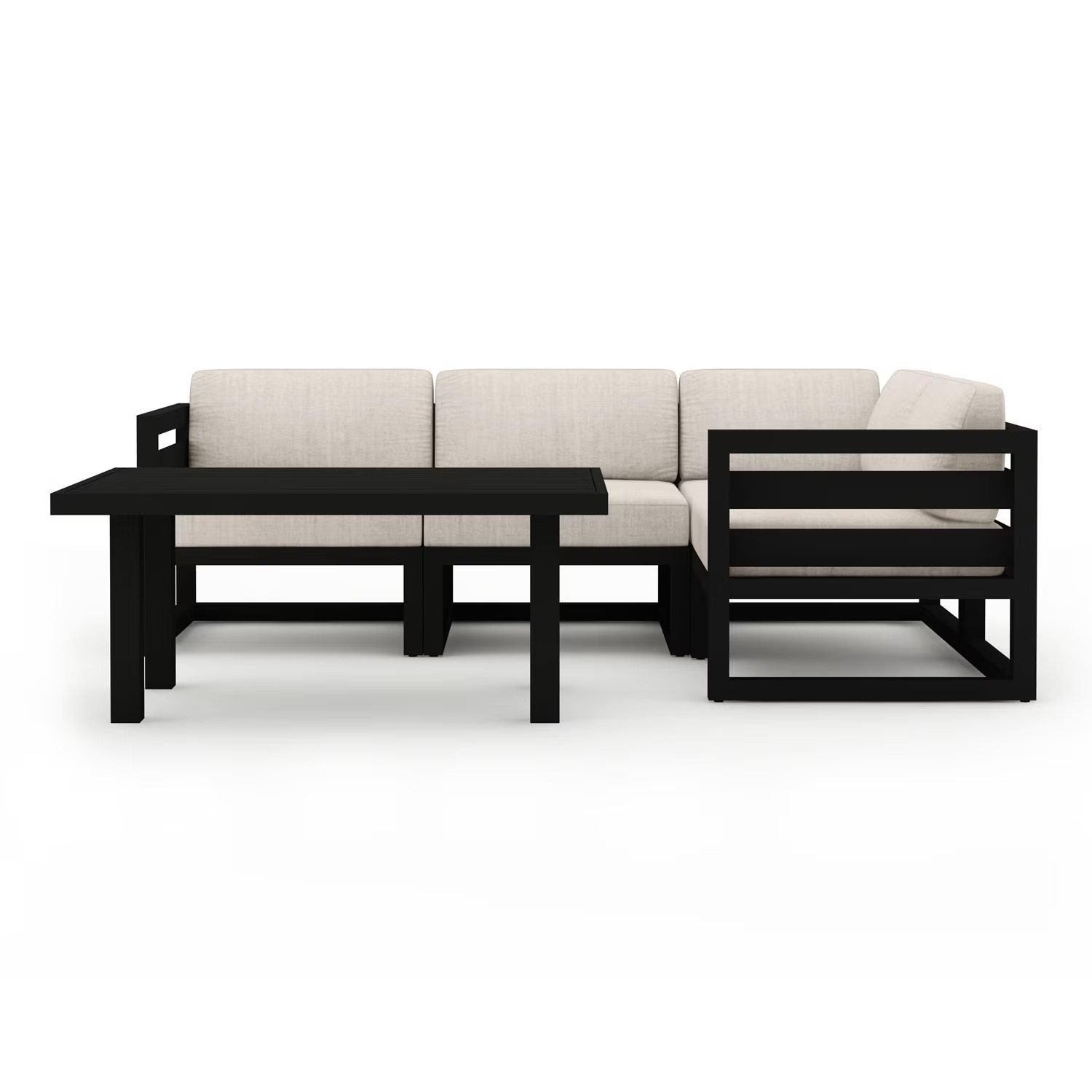 Misty Cove 5 Pc Aluminum Seating Set Sectional & Classic Chat Table in