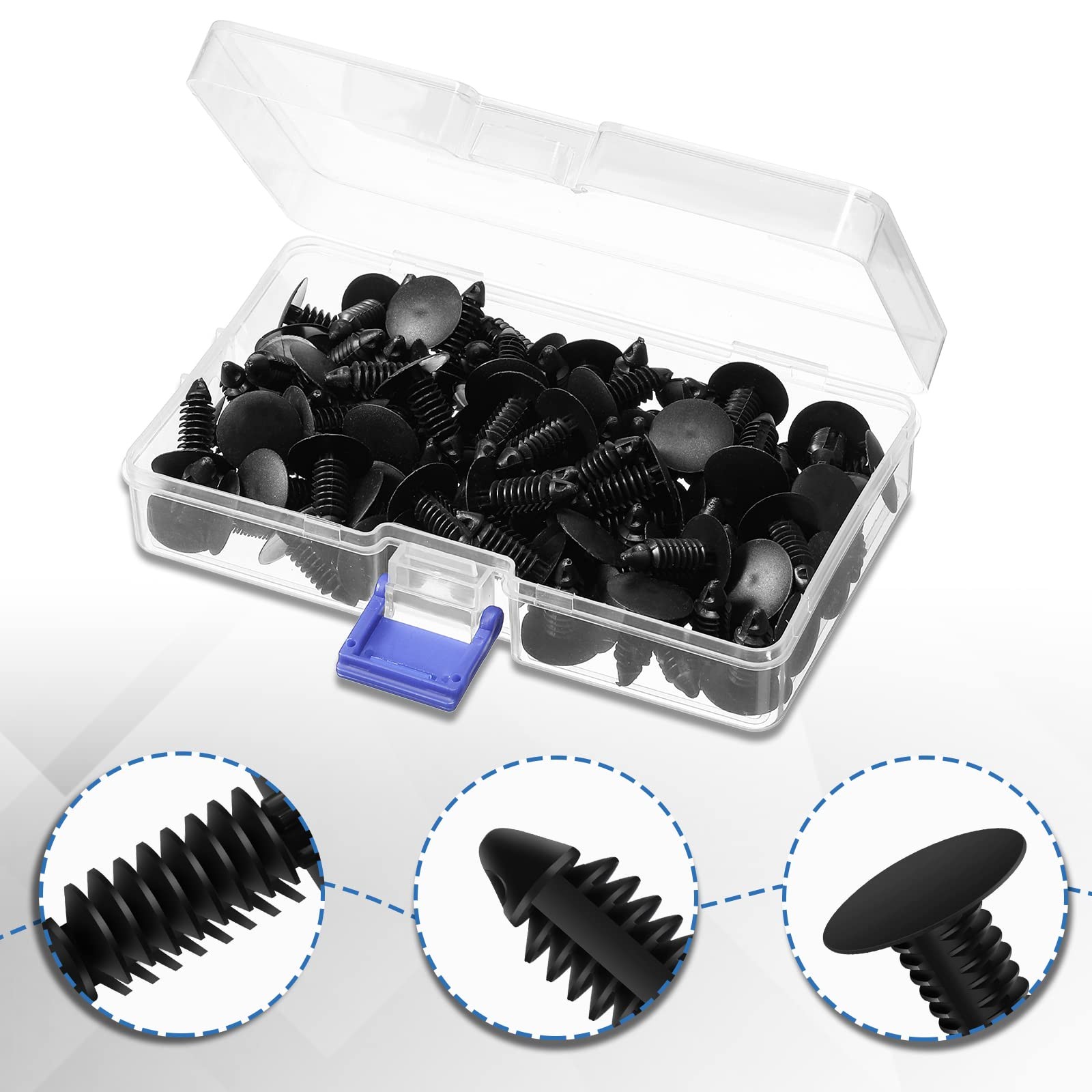 Yulejo 100 Pcs Medium Gauge Rivet Patio Strapping Fasteners 3/16 Inch Black