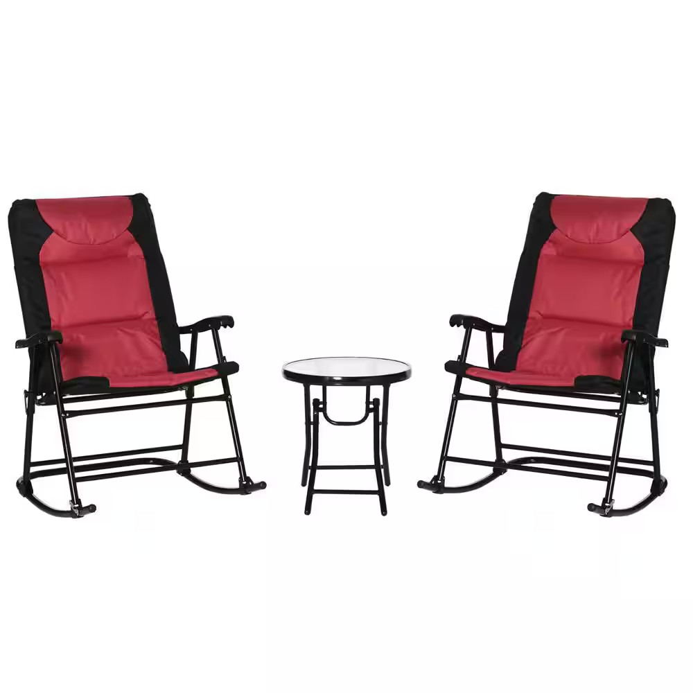 Red 3-Piece Metal Outdoor Bistro Set