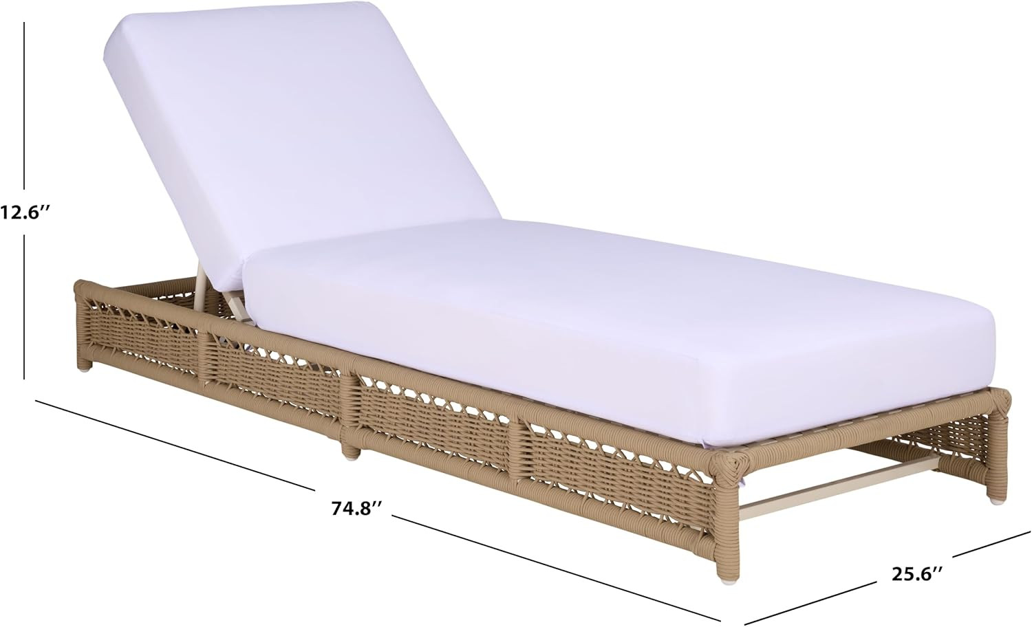 SAFAVIEH Outdoor Patio Furniture Collection – Callan Tan Rope & White Cushion Lo