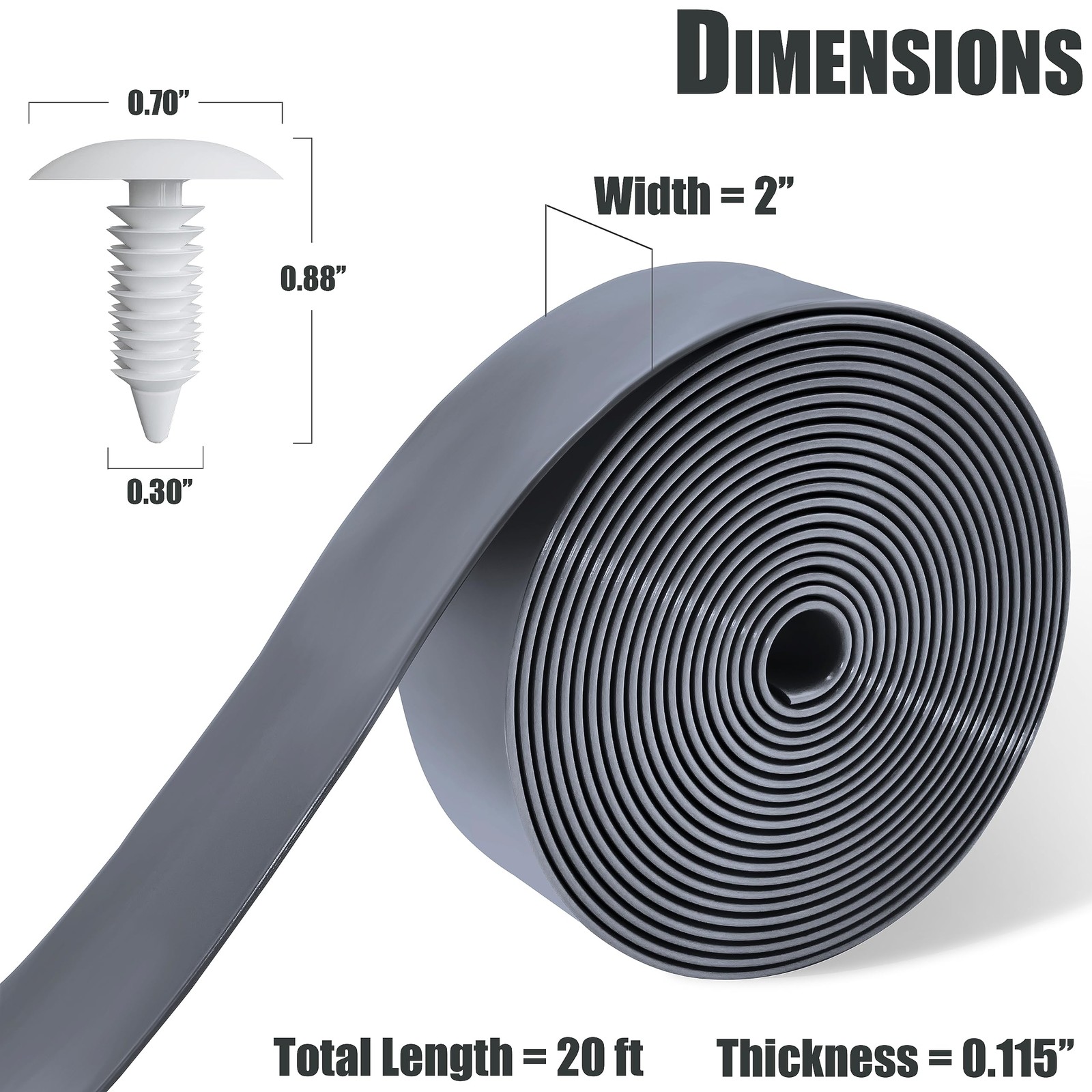 Lumpro Vinyl Straps for Patio Chair Repair Kit 20 Ft strap + 20 rivets, Grey