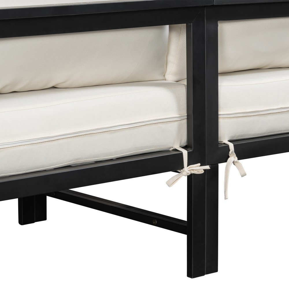 Outdoor L-Shaped Sofa Set with Thick Cushions & Weather-Resistant Iron Frame