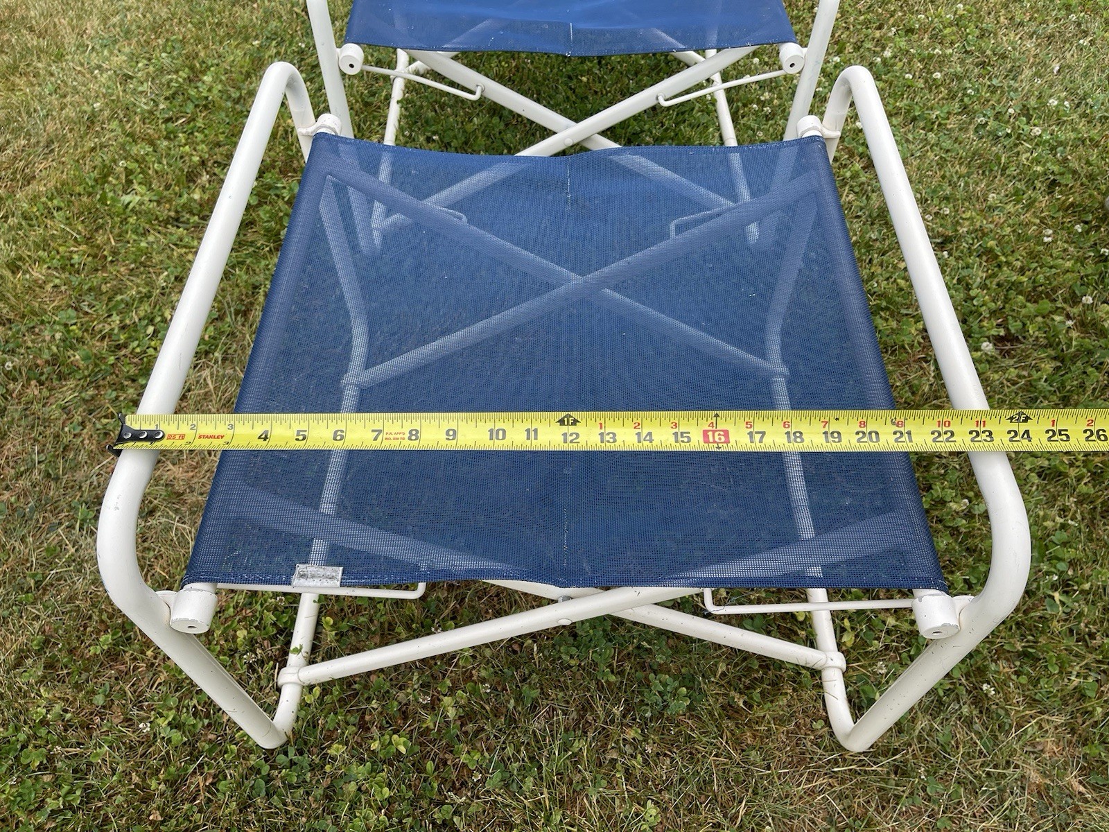 Brown Jordan Nomad Director 4 Piece Patio Chair Set — Vintage Folding Blue White