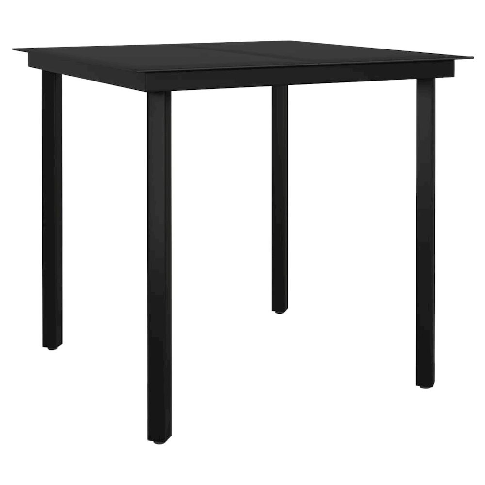Garden Dining Set Black Powder-coated steel, plastic, glass