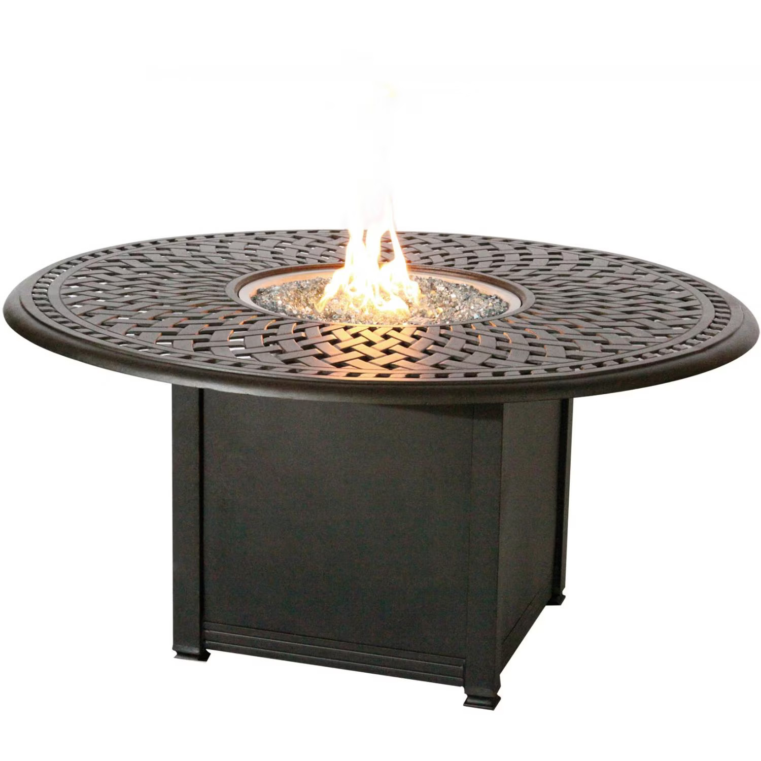 Darlee Santa Barbara 5 Pc Cast Aluminum Patio Fire Pit Conversation Seating Set