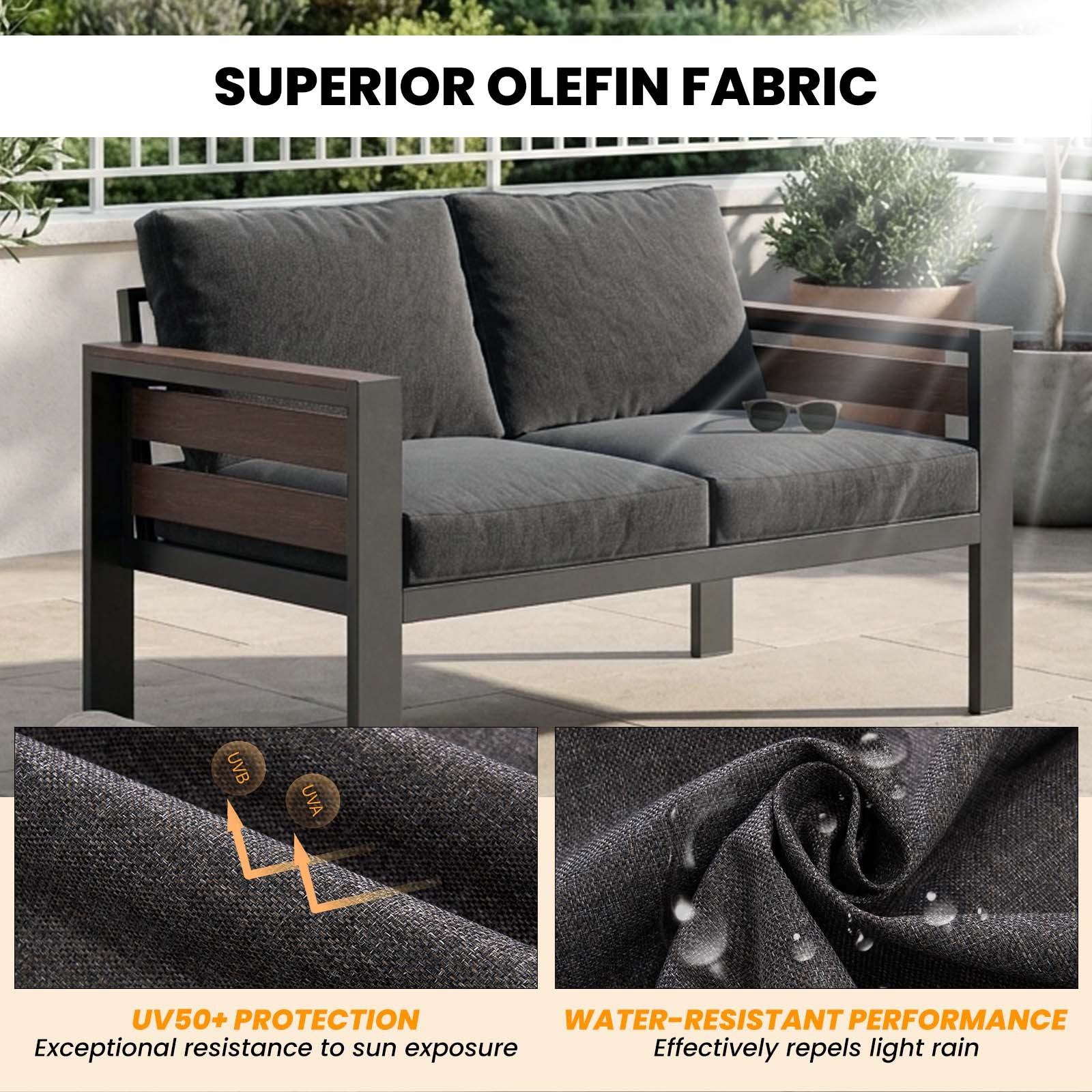 Deluxe Outdoor Living Set Modular Sofa Set Sofa with Coffee Table & Ottomans
