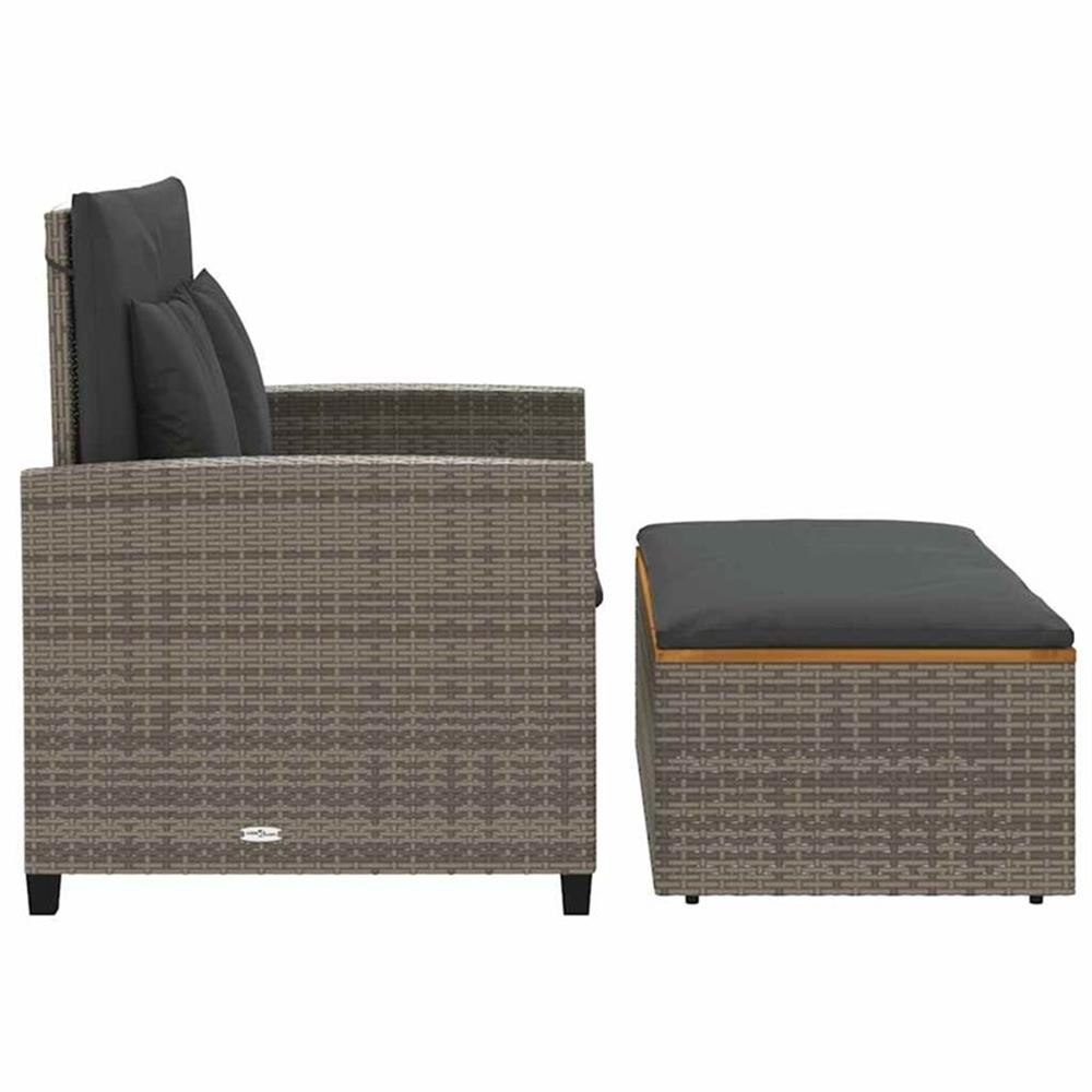 Bowery Hill Medium PE Wicker Acacia Wood & Powder-Coated Steel Garden Gray Sofa