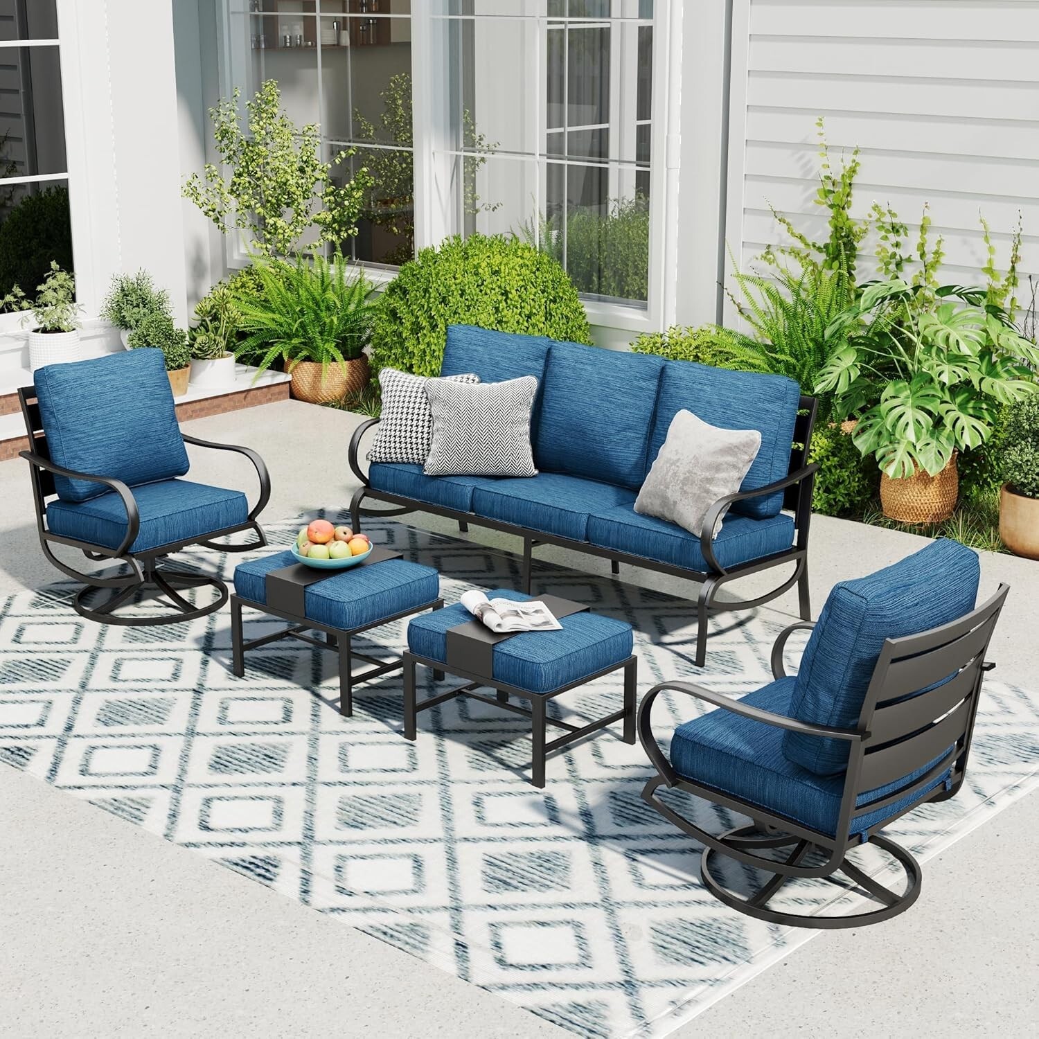5 Piece Patio Furniture Set Outdoor Conversation Set for Lawn Garden Backyard US