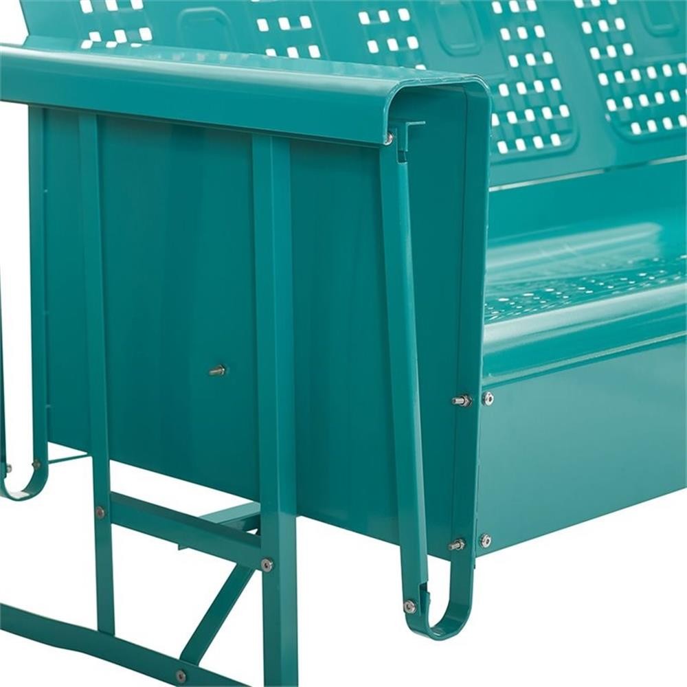 Pemberly Row Modern Metal Gliding Patio Sofa in Turquoise Finish