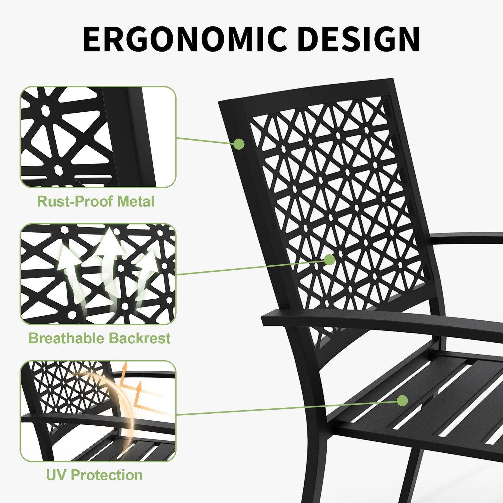 3 Piece Outdoor Bistro Set, Patio Furniture Set ,Stackable Steel Chair and Table