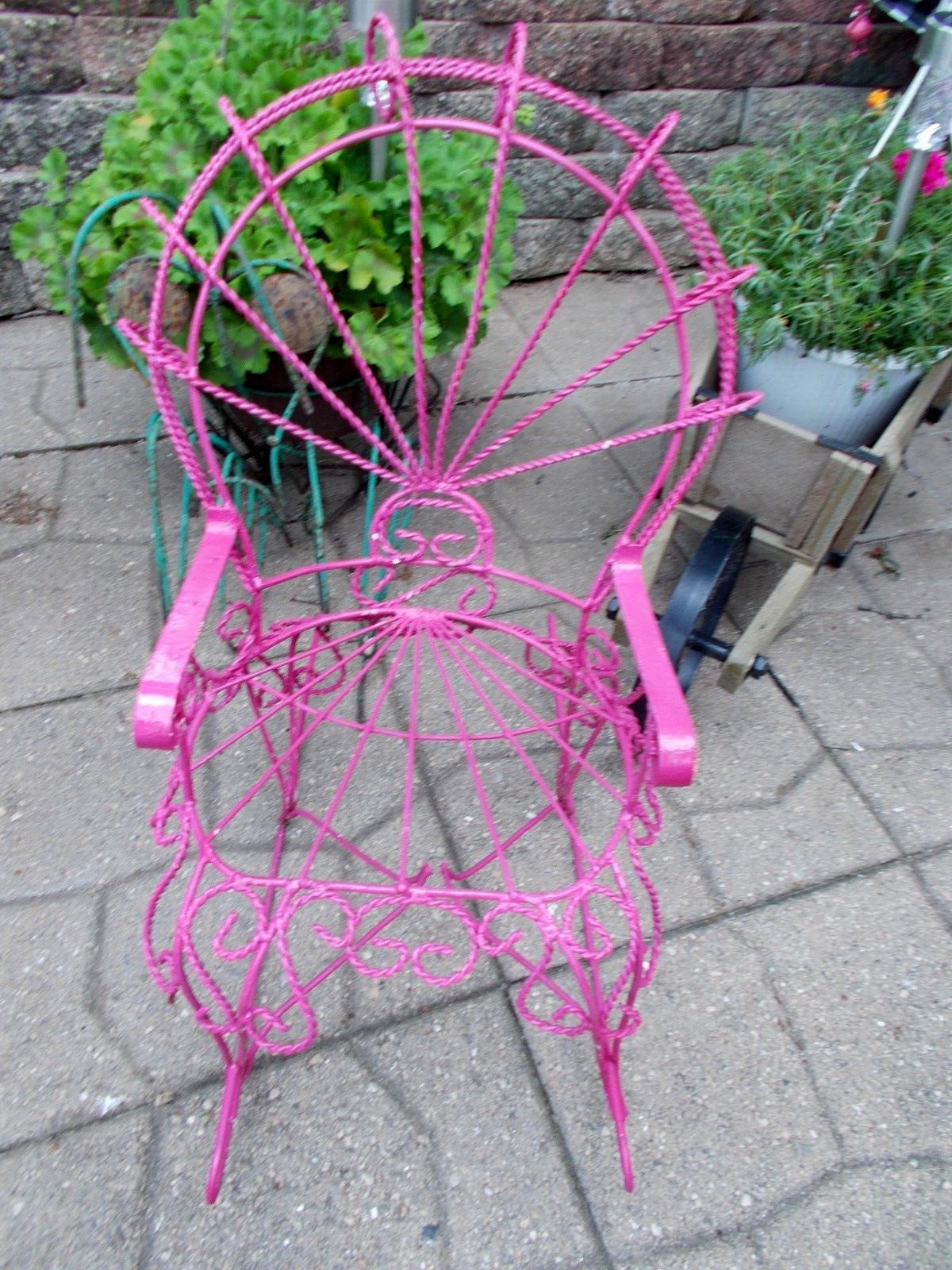 VINTAGE/ANTIQUE CHILD’S PINK PEACOCK IRON ROCKER