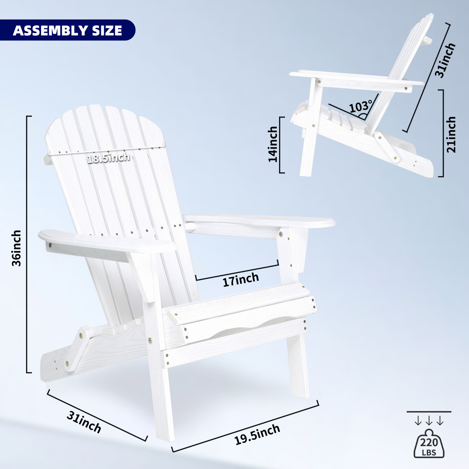 Set of 2 Folding Adirondack Chair Outdoor Patio All Weather Fire Pit Chairs Wood