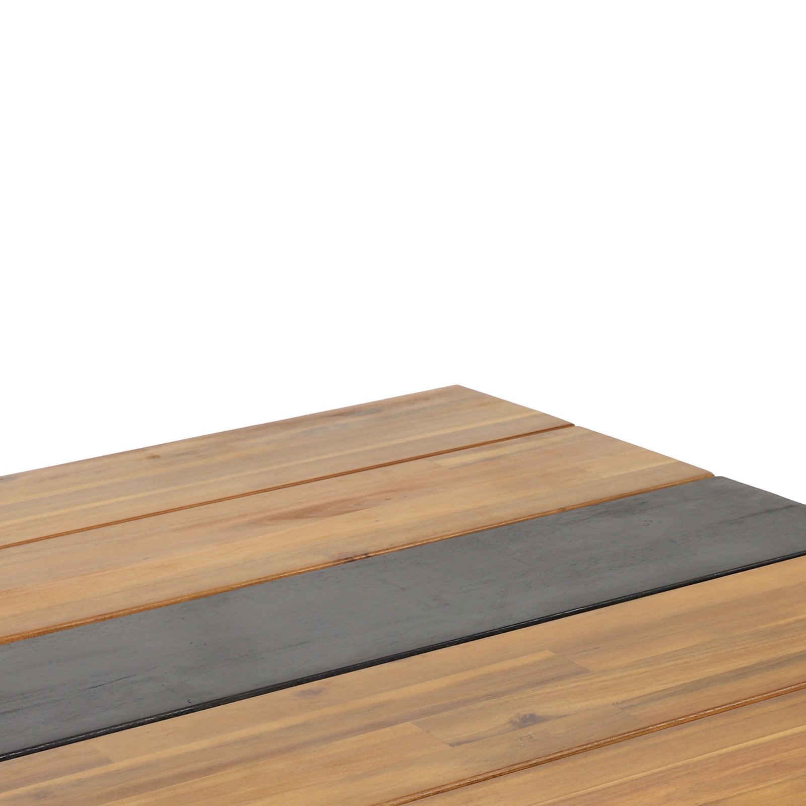 Dining table, with a top made of acacia wood and a black panel in the middle