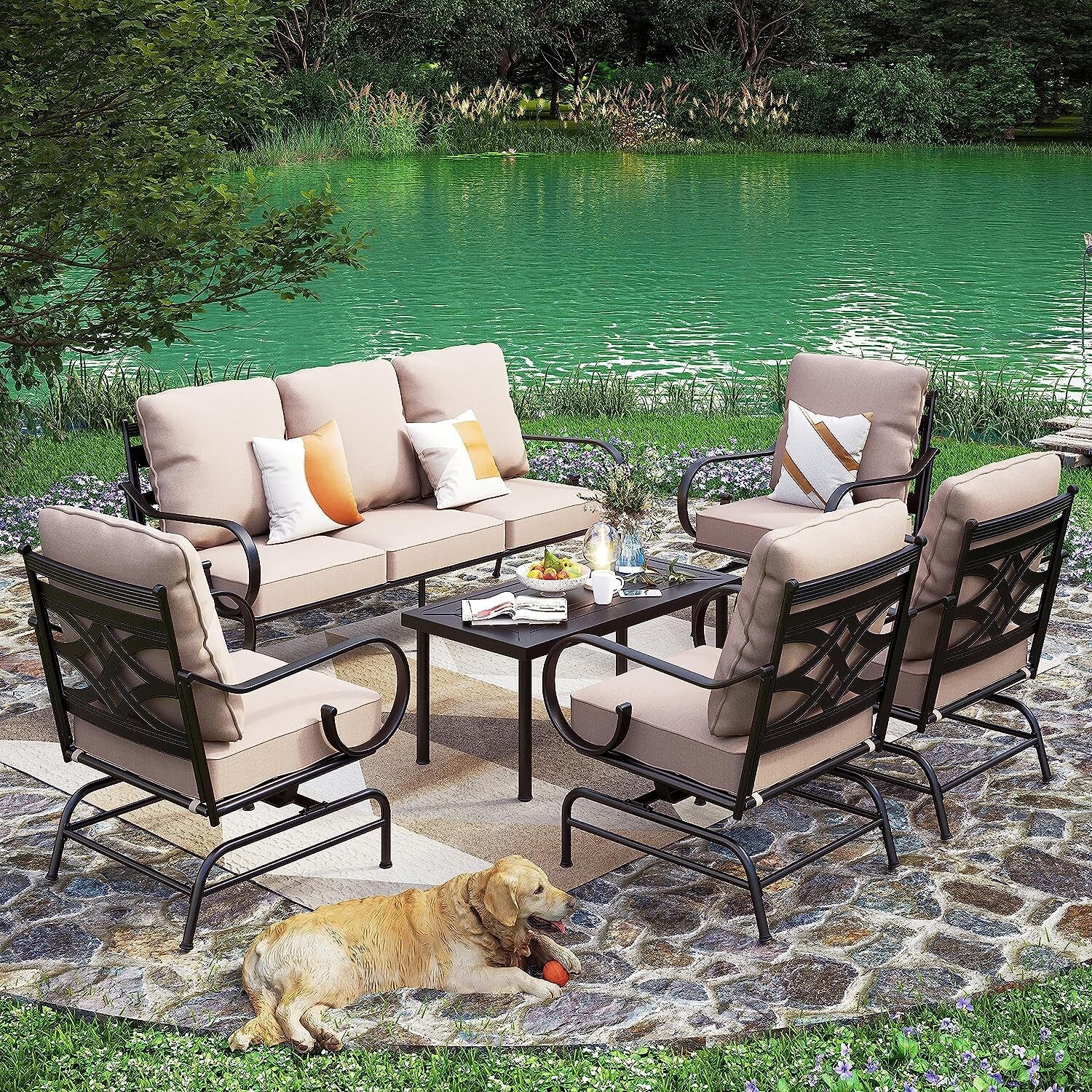 6 Piece Patio Furniture Set Outdoor Conversation Set for Lawn Garden Backyard US