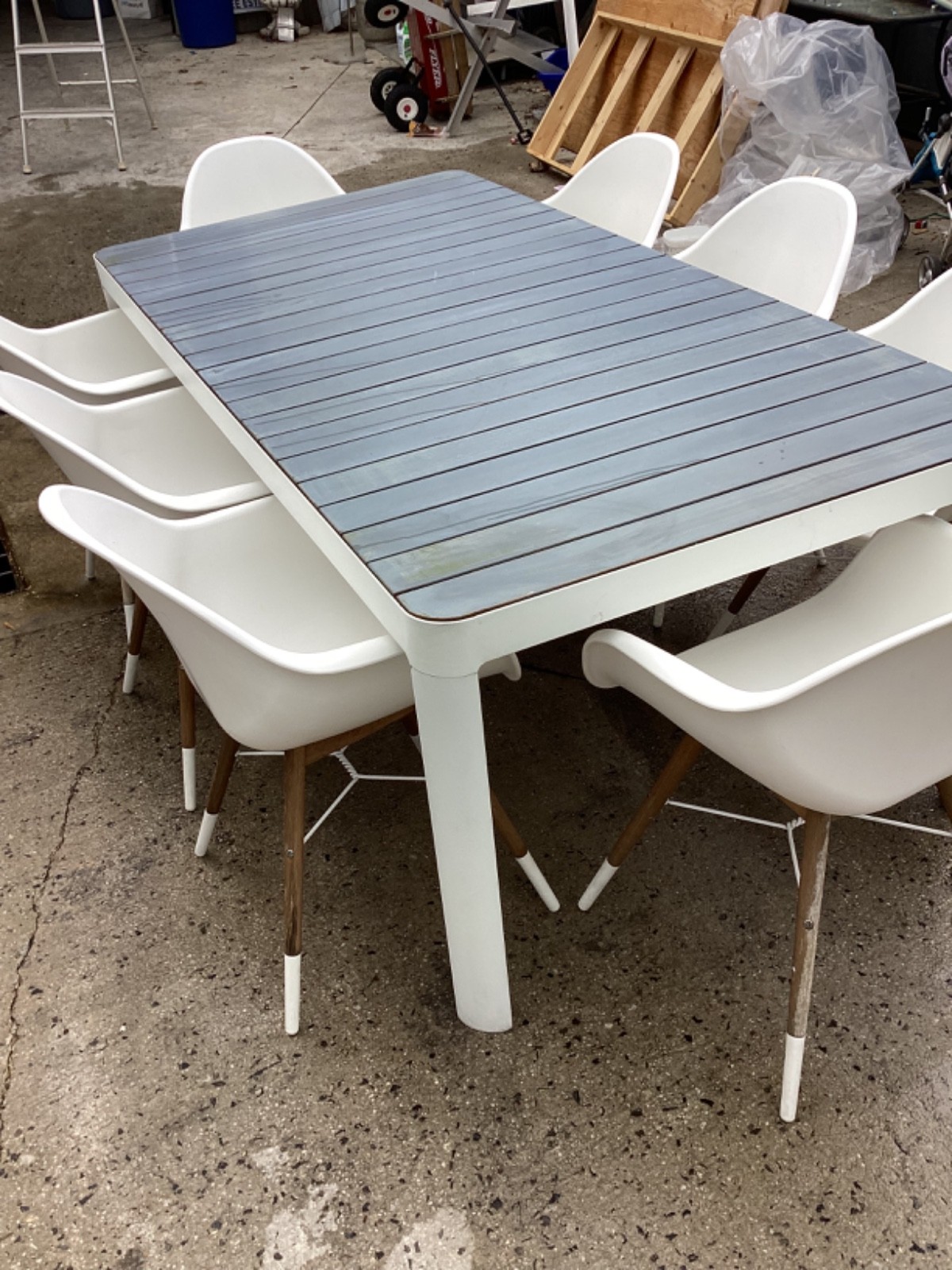 Amazonia Berna 9-Piece Patio Rectangular Dining Table Set | Eucalyptus Wood |