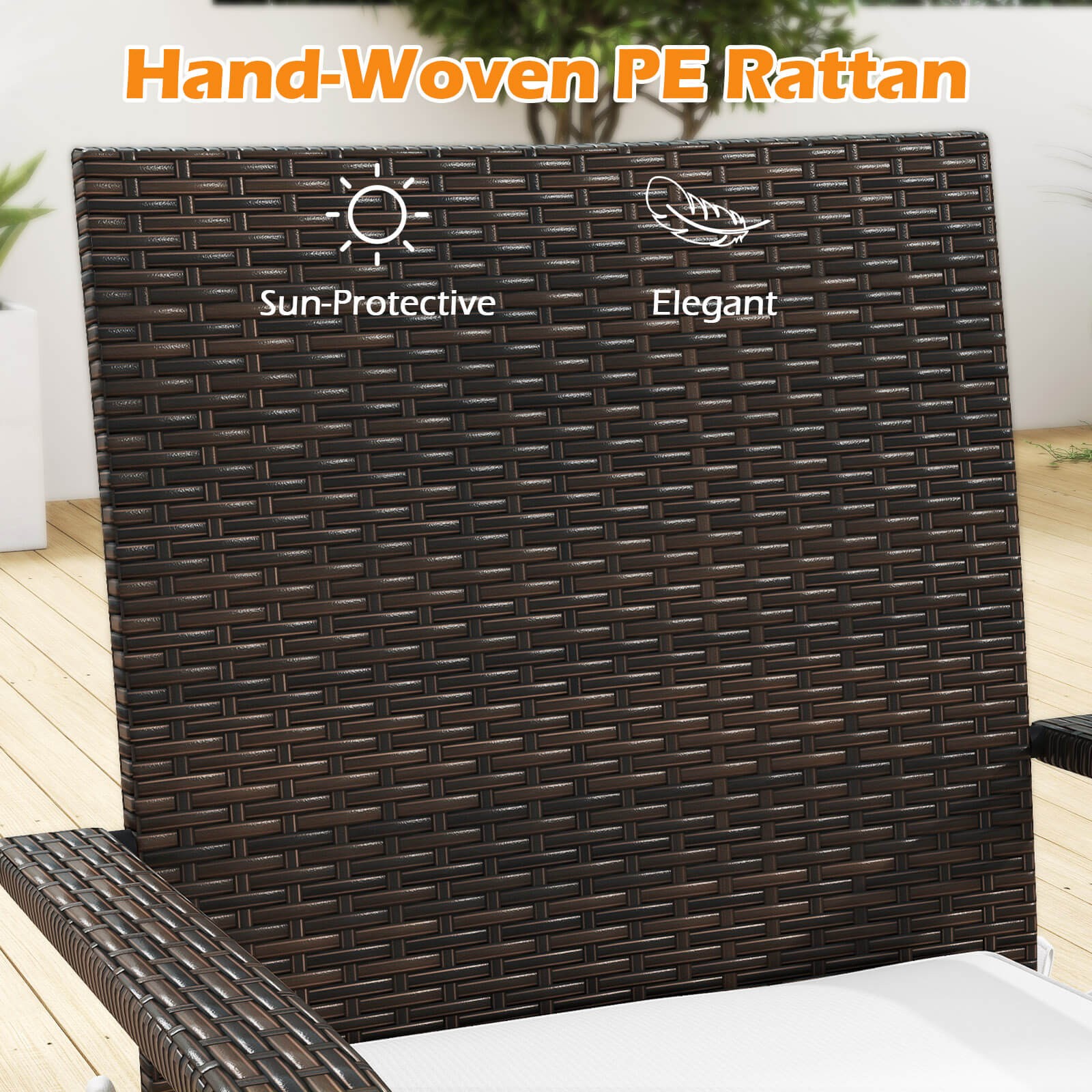 3-Piece Patio Furniture Set with Tempered Glass Top Table and Soft Cushions