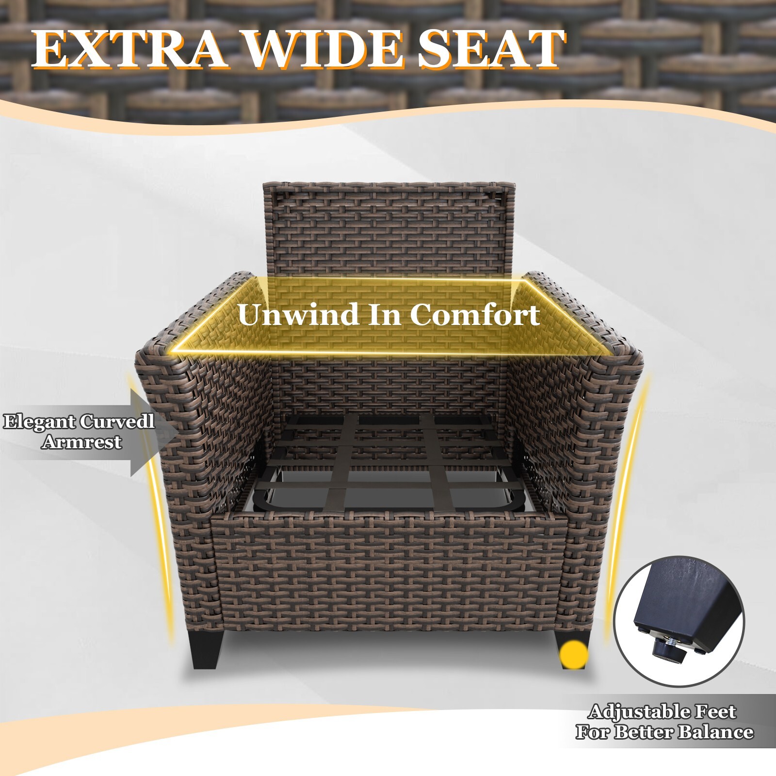 EAGLE PEAK Ocean Vista 3 Piece Outdoor Furniture Set Wicker Bistro Set