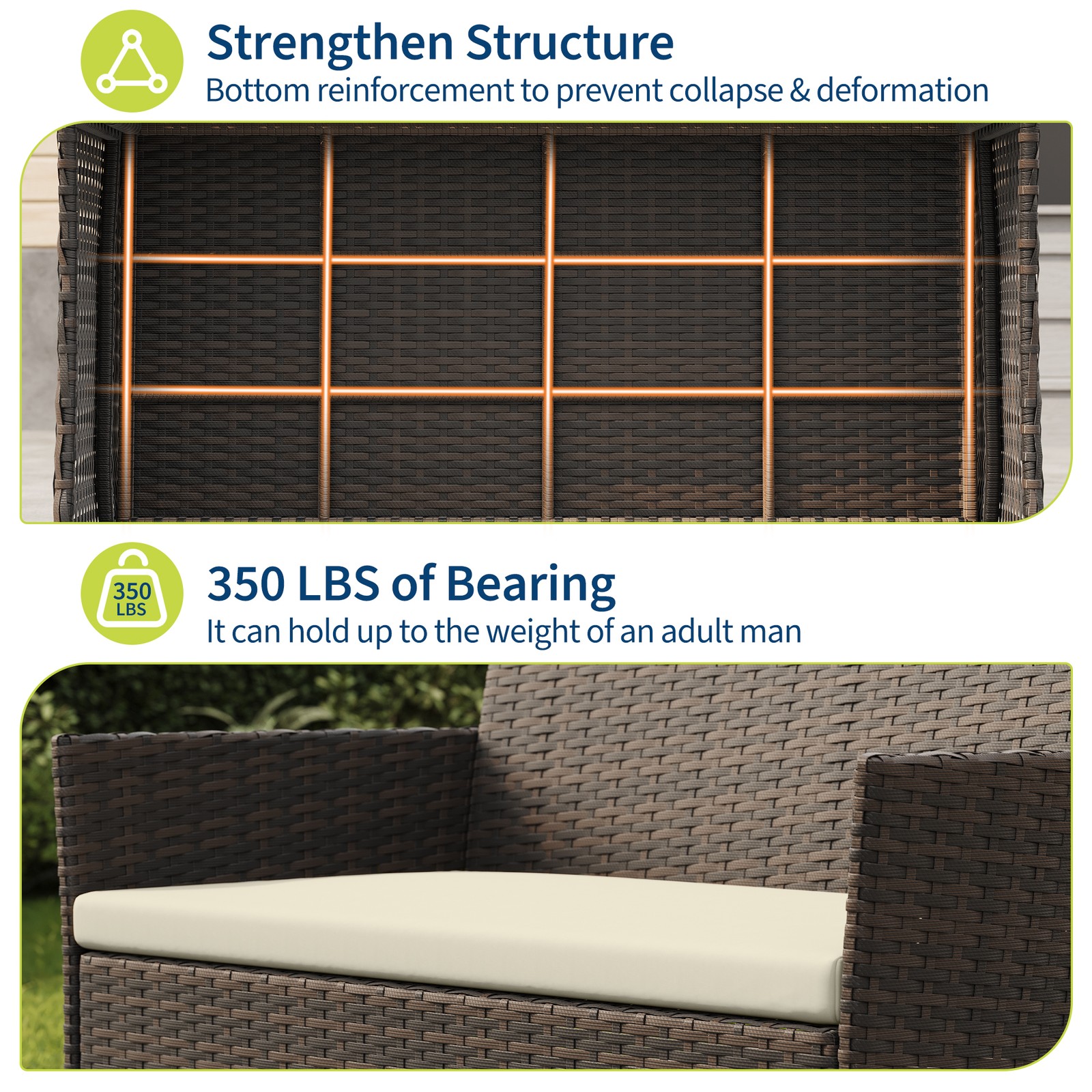 Versatile 4Pcs Patio Furniture Set Wicker Rattan 2 Chairs Loveseat Coffee Table