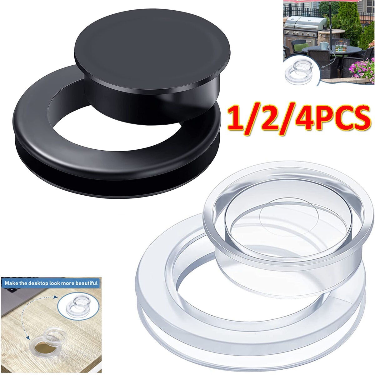 1-4pcs 2 inch Umbrella Hole Ring Plug Set outdoor glass patio table Furniture