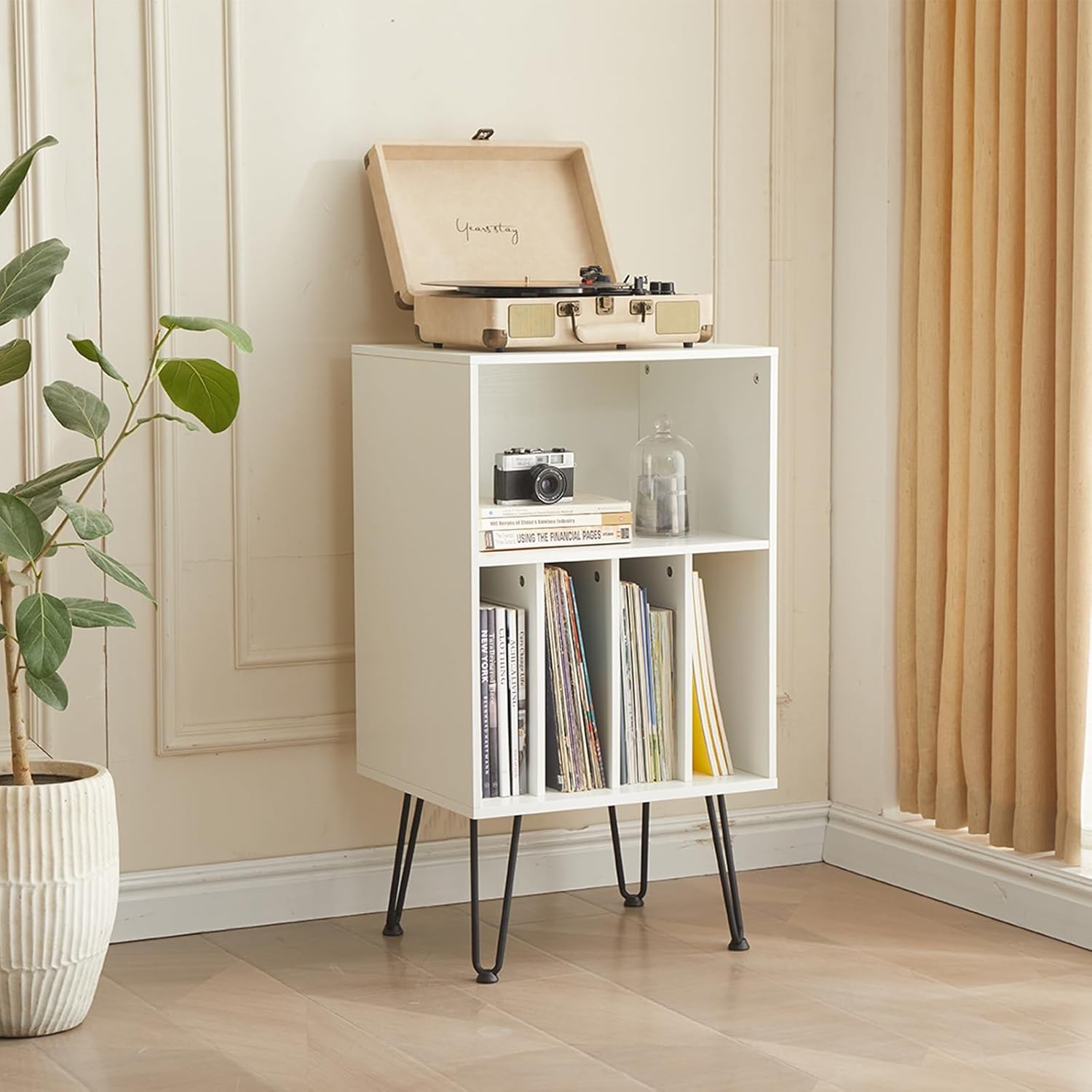 Record Player Stand with Vinyl Stora, Vinyl Record Stora Cabinet Holds