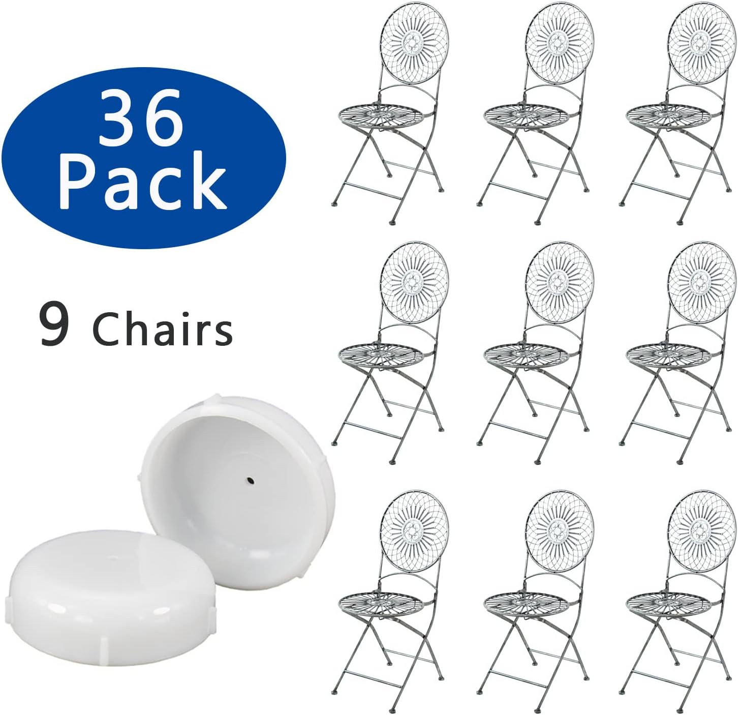 Patio Furniture Chair Leg Glides 1.5″ White Floor Protectors 36 Pack