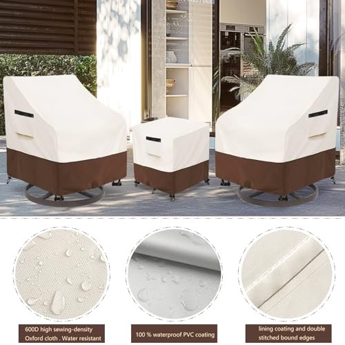 Patio Furniture Set Covers for 3 Piece Outdoor 3 Piece-L Beige – Chair Cover