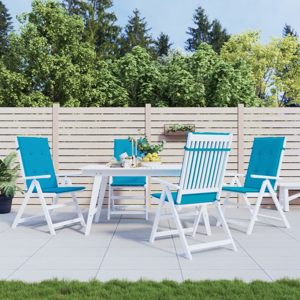 Garden Highback Chair Cushions 4 pcs Blue 47.2″x19.7″x1.2″ Fabric