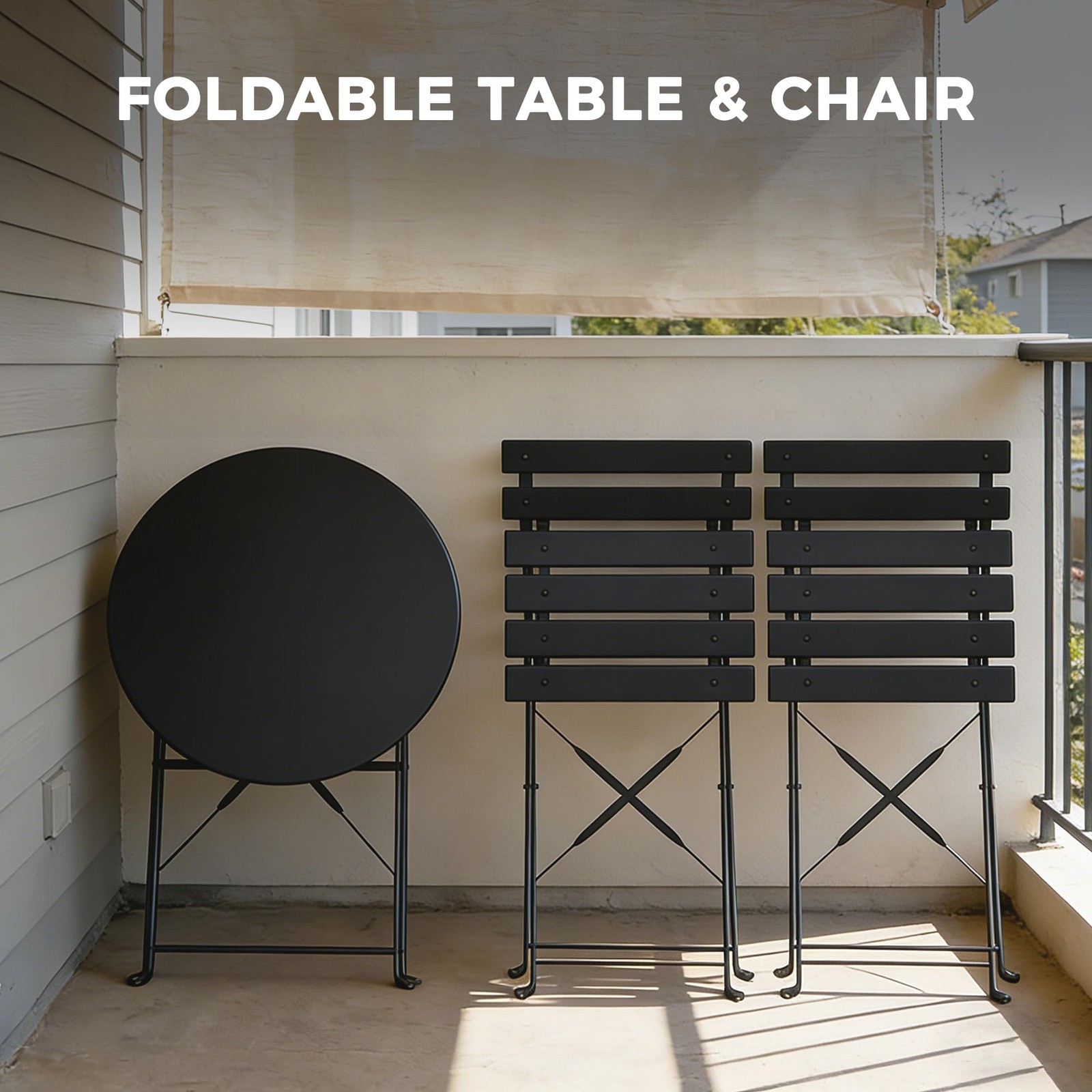 Grand patio 3-Piece Folding Bistro Set, 2 Chairs and 1 Table, Weather-Resistant