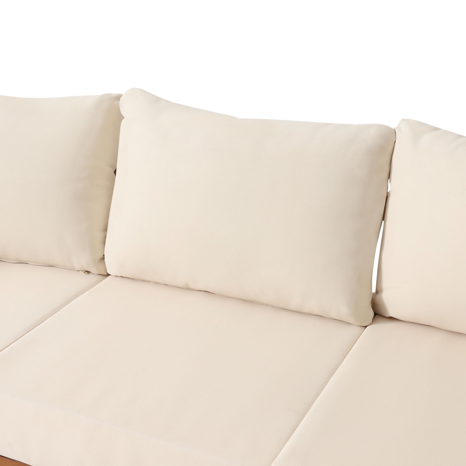 The Crowne Collection Outdoor Acacia Wood and Round Wicker 3 Seater Sofa