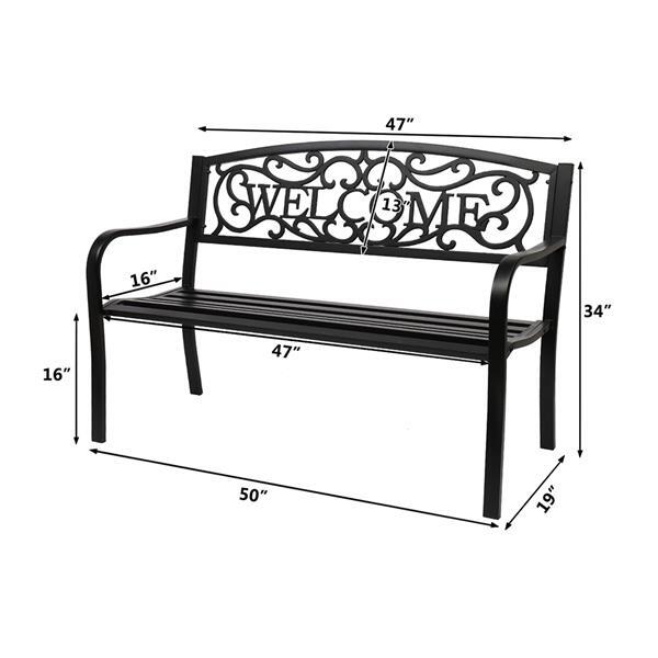 Metal Garden Bench Patio Bench Outdoor Porch Park Bench Cast Iron / Aluminum
