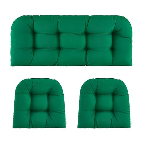 Wicker Chair Cushions of 3 Pieces Waterproof Tufted Outdoor Seat Cushions for