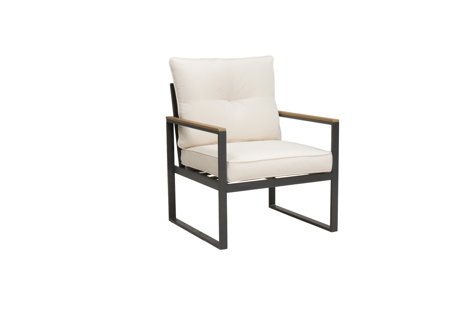 Steel Patio Armchair Set of 2 with Cushions, All-Weather Outdoor Sofa