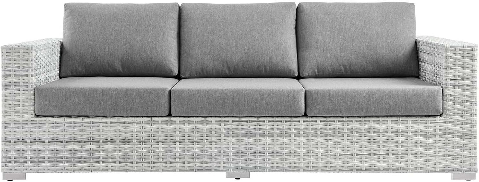 Stylish Light Gray Wicker Rattan Outdoor Sofa for Comfortable Patio Seating