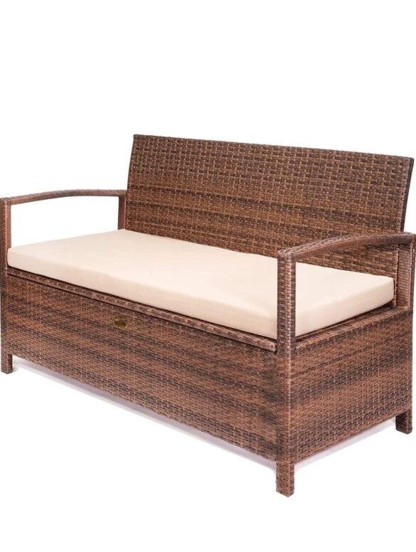 Barton Deck Box w/Seat Cushion Outdoor Patio Storage Bench Shed Cabinet