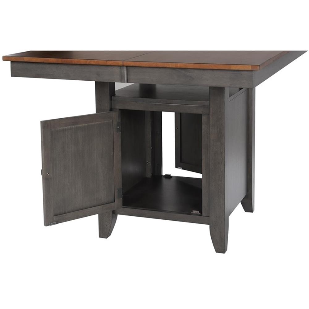 Dakota 9PC Extendable 42-54-in Pub Dining Storage Table Set in Brown & Gray Wood