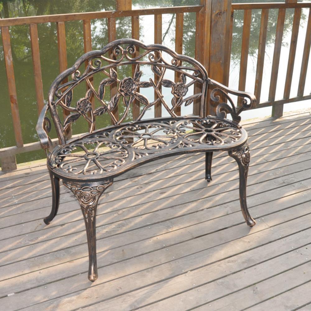 Metal Garden Bench Patio Bench Outdoor Porch Park Bench Cast Iron / Aluminum