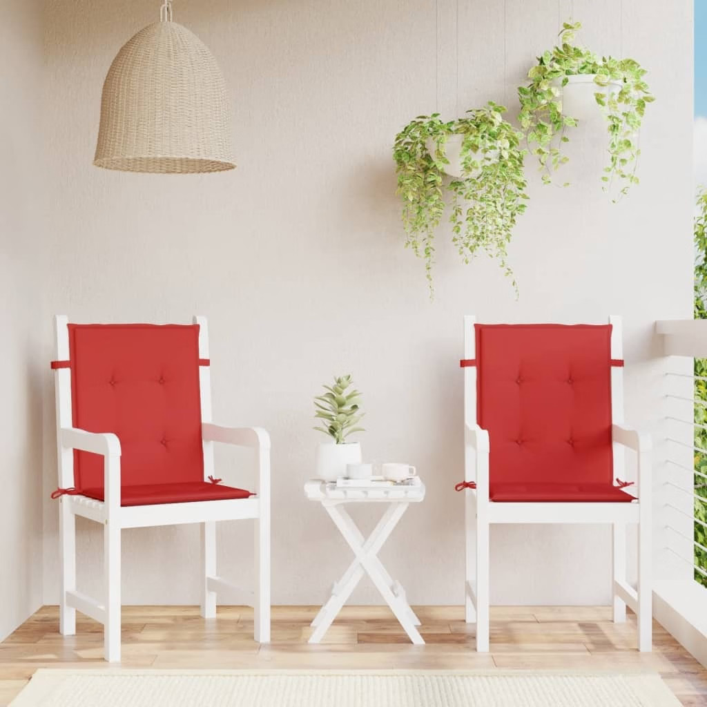 Garden Lowback Chair Cushions 2 pcs Red 39.4″x19.7″x1.2″ Oxford Fabric