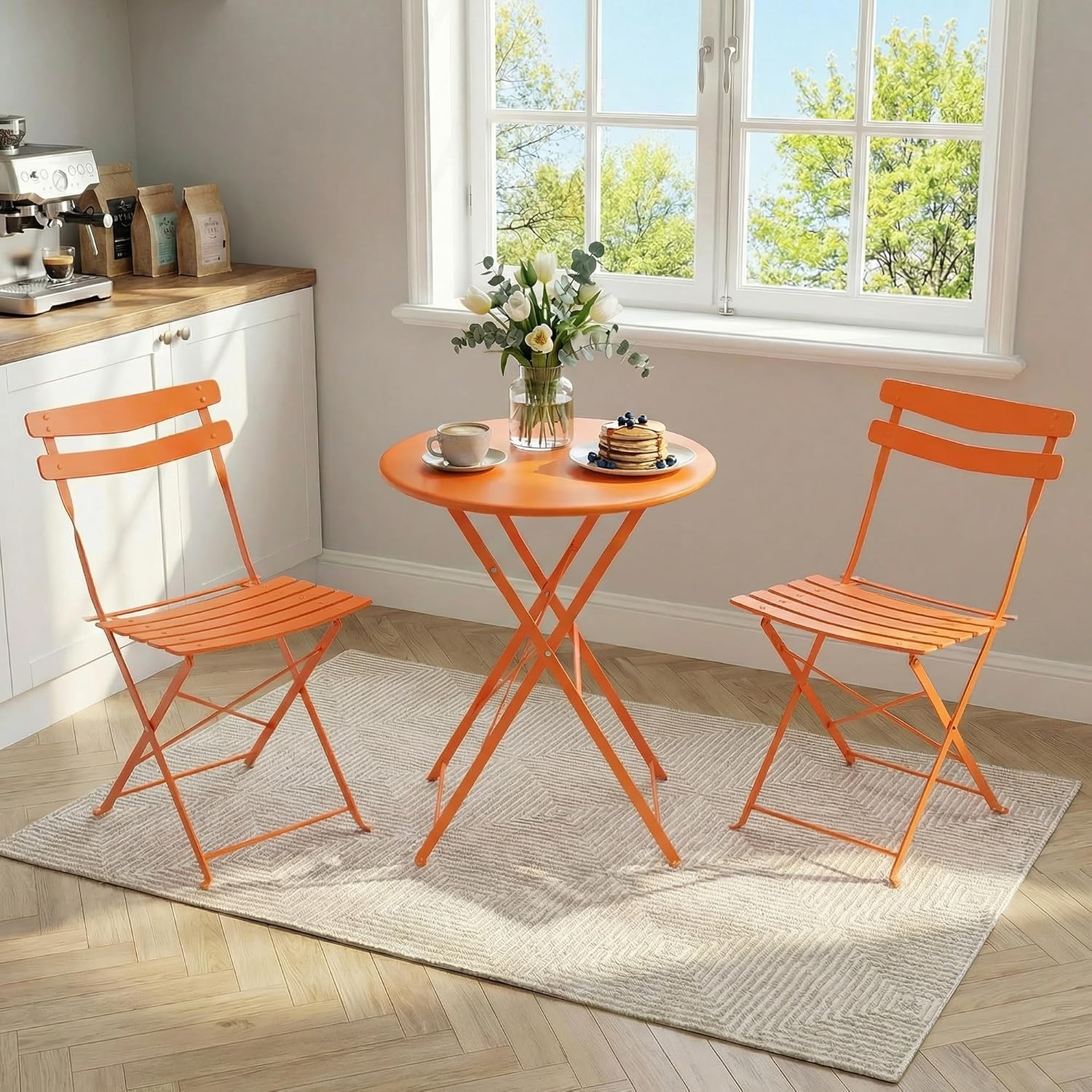 3-Piece Folding Bistro Set Weatherproof Patio Furniture Outdoor Table and Chairs