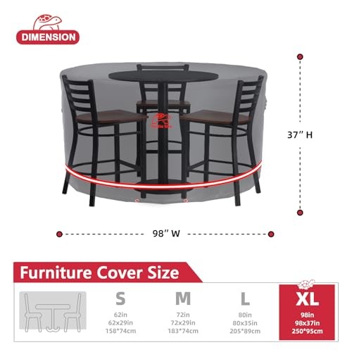 Patio Furniture Sets Cover, Heavry Duty Round Outdoor Dinning Dia98″ x 37″