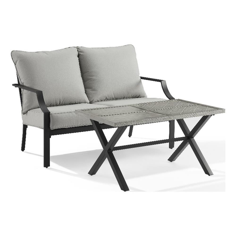 Pemberly Row 2-Piece Modern Metal Conversation Set in Gray/Matte Black