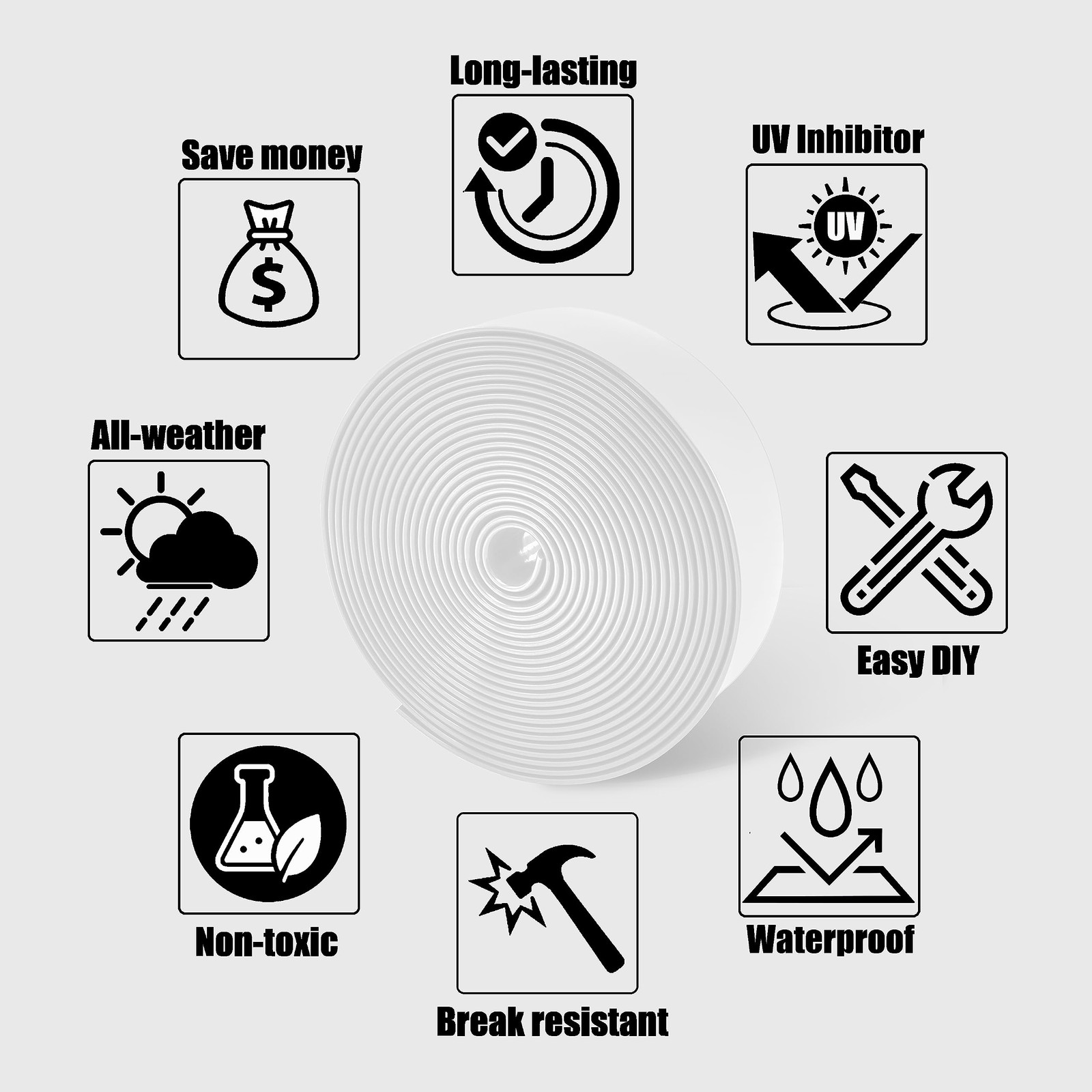 Lumpro Vinyl Straps for Patio Chair Repair Kit 10 Ft strap + 20 rivets, White