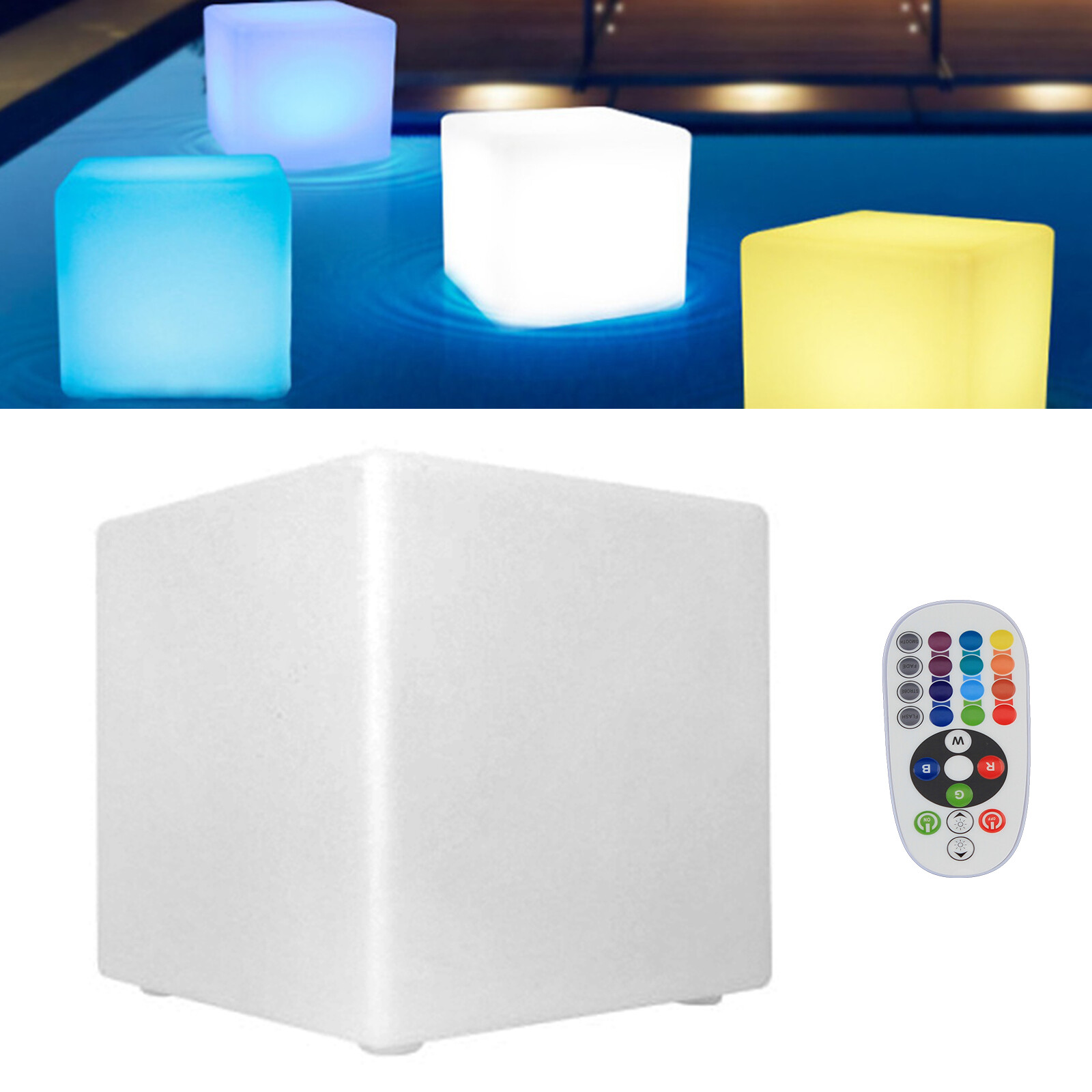 LED Glowing Cube Stool Chair 16 RGB Color Change Bar Party Yard Decor w/Remote